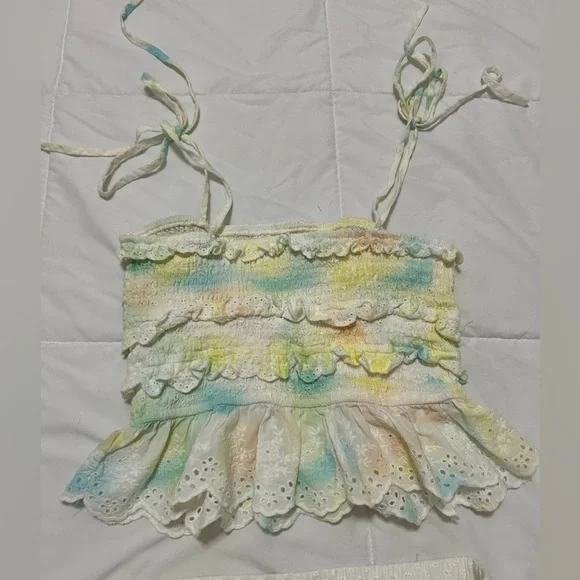 STORIA two piece ruffled tank and skirt set 
Rainbow tie dye eyelet skirt set - Picture 7 of 9